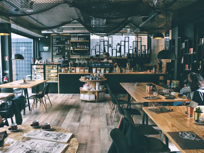 Coffee shop interior fit-out with counter and seating