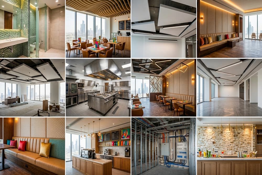 Bright modern retail interior fit-out with display shelving